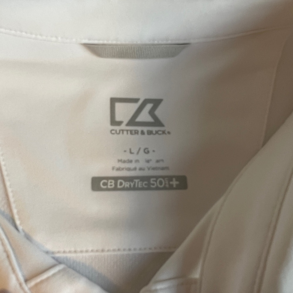 Cutter & Buck Men’s Drytec 50+ Sun Protection White Golf Polo Shirt Size L - Picture 3 of 7